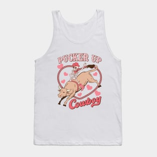 Pucker Up Cowboy Retro Skeleton Funny Tank Top